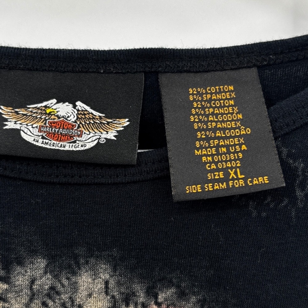 Harley Davidson Womens Long Sleeve Graphic T Shirt Eagle Map Print Black XL - Picture 4 of 7